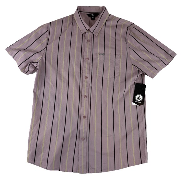 Volcom Warbler Short Sleeve Button‎ Down Woven Nirvana Mens Purple Size XL NWT - Picture 1 of 7